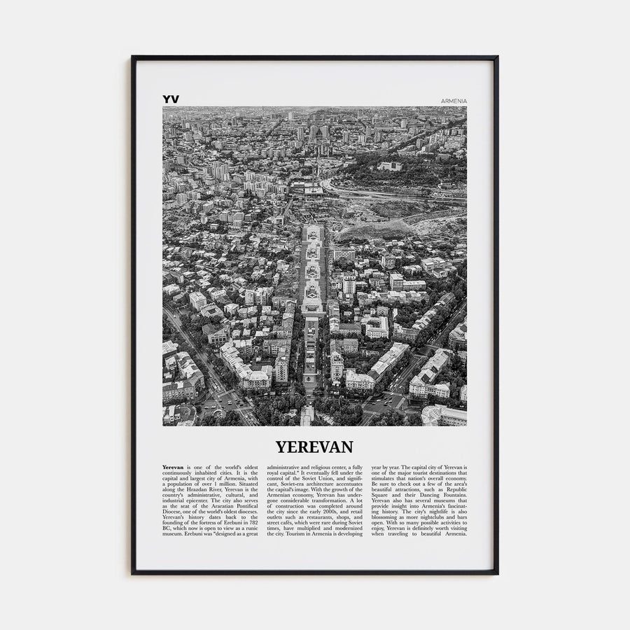 Yerevan Poster Black Metal / 8x12 in Nbourhood Travel B&W Poster