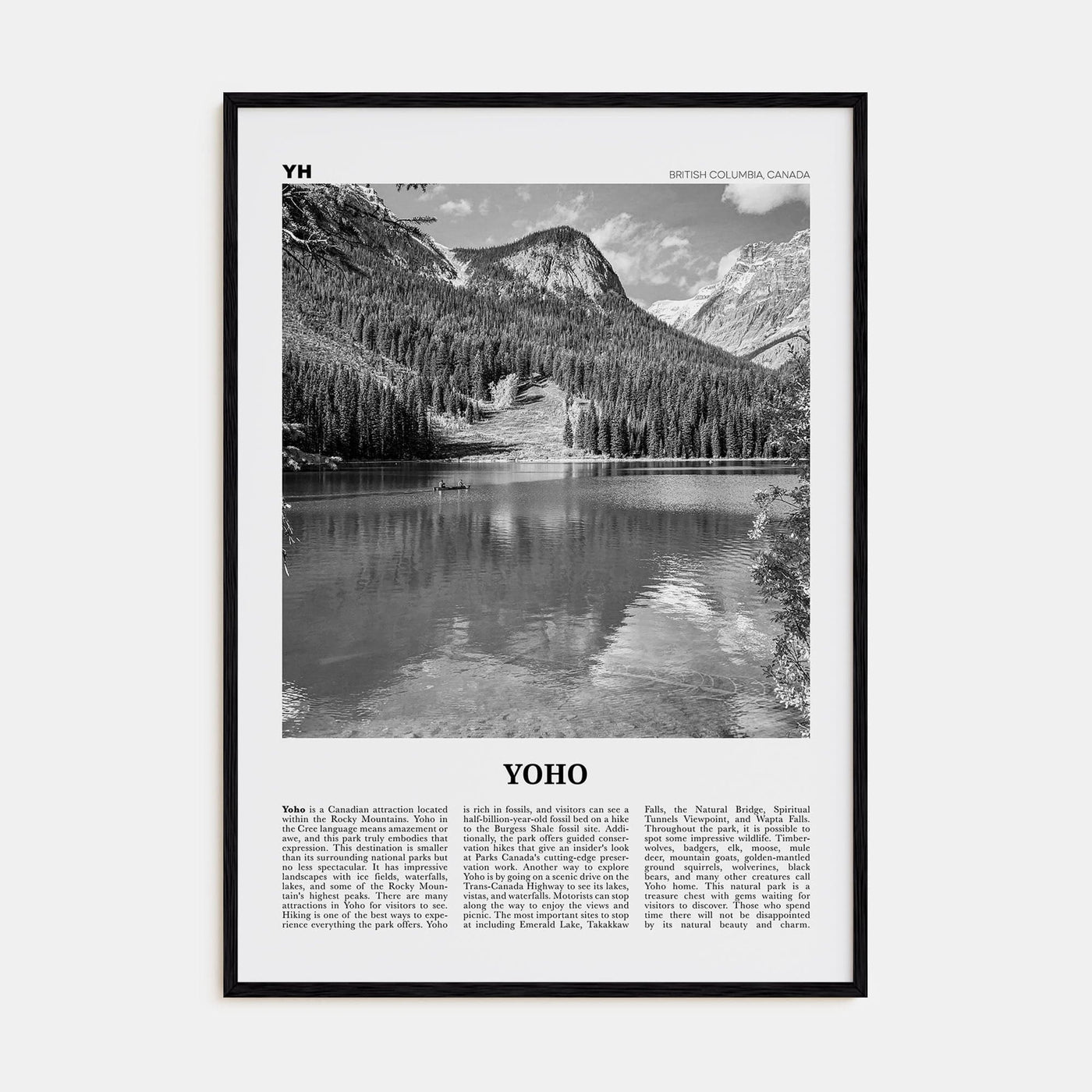 Yoho National Park Poster Black Wood / 8x12 in Nbourhood Travel B&W Poster