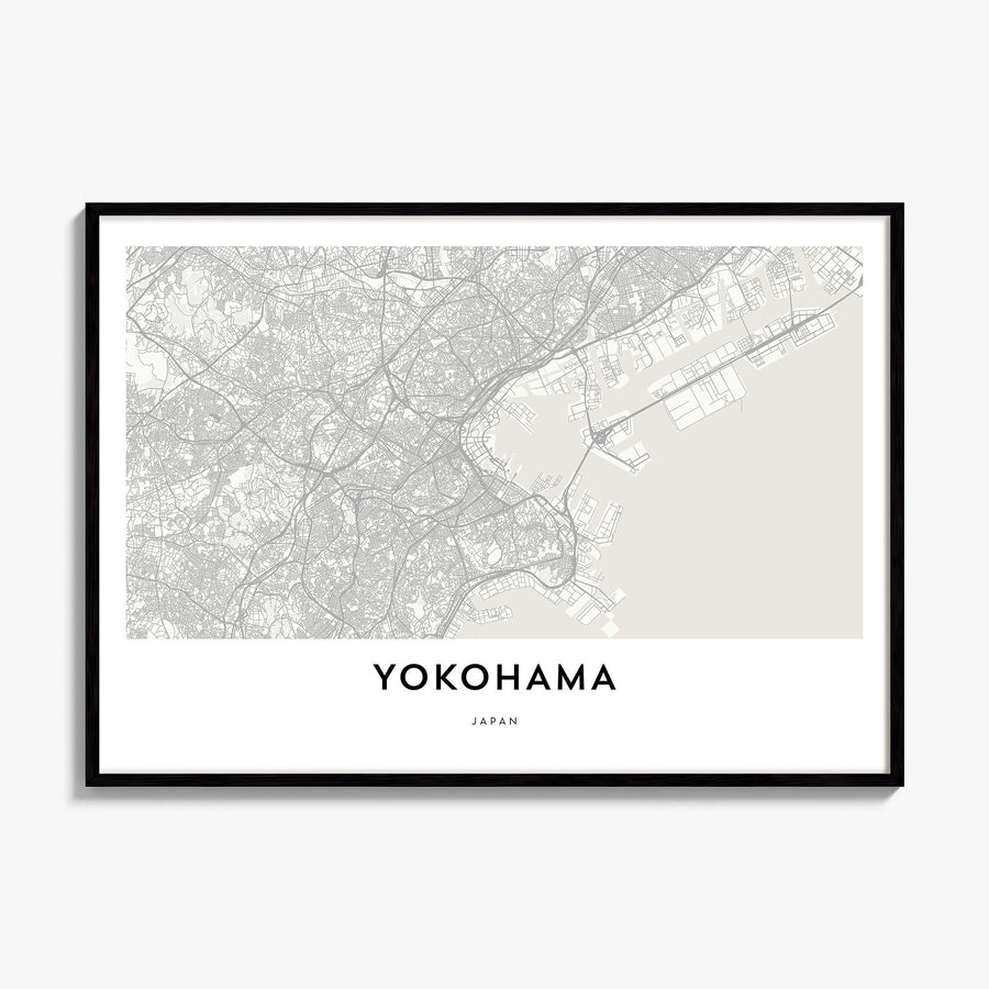 Yokohama Map Poster, framed poster mockup