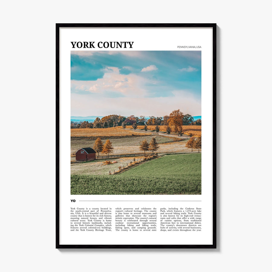 York County, Pennsylvania Travel Poster, framed poster mockup