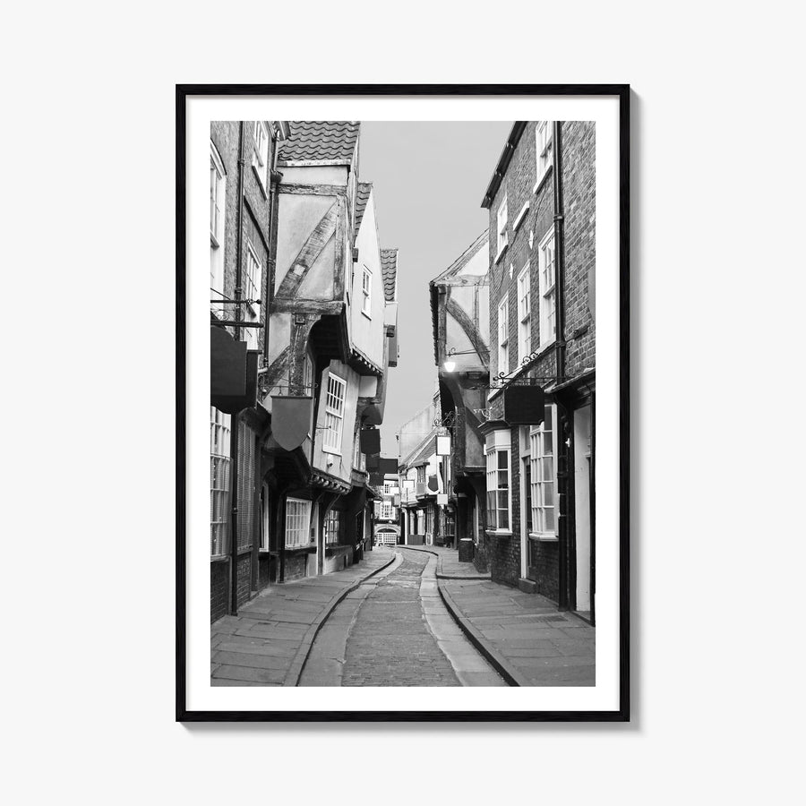York, England black & white photo poster of United Kingdom – vertical wall art, unframed print shown in interior mockup