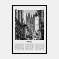 York, England Poster Black Wood / 8x12 in Nbourhood Travel B&W Poster