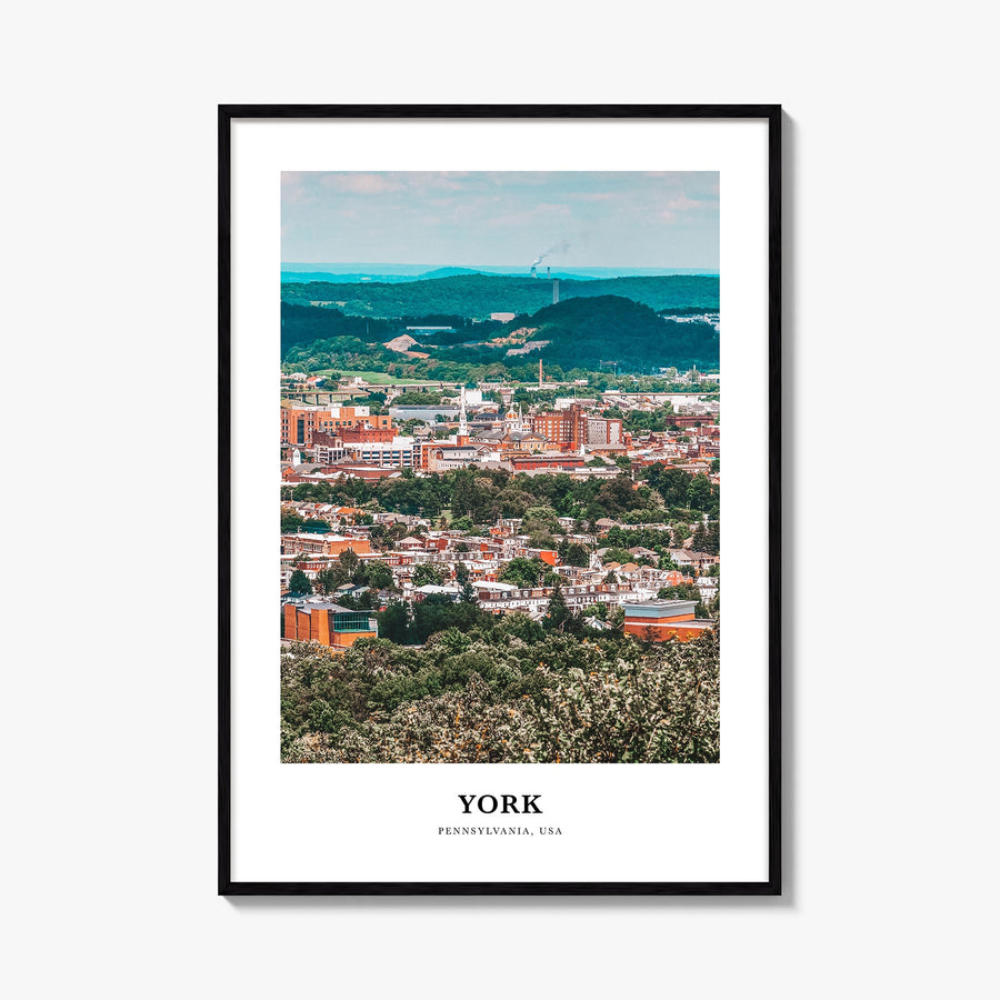 York, Pennsylvania colorful classic poster of Pennsylvania, USA – vertical wall art, unframed print shown in interior mockup