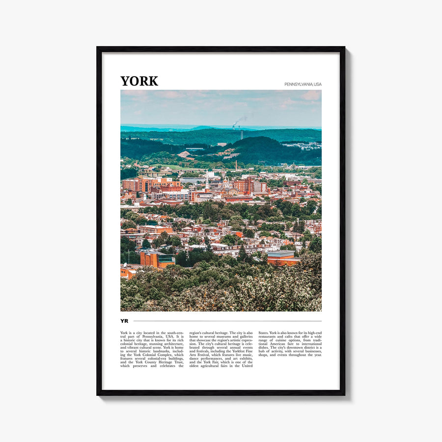 York, Pennsylvania colorful travel poster of Pennsylvania, USA – vertical wall art, unframed print shown in interior mockup