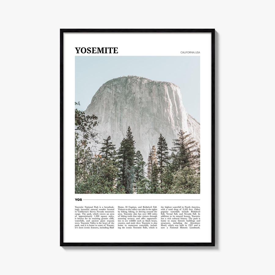 Yosemite National Park colorful travel poster of California, USA – vertical wall art, unframed print shown in interior mockup