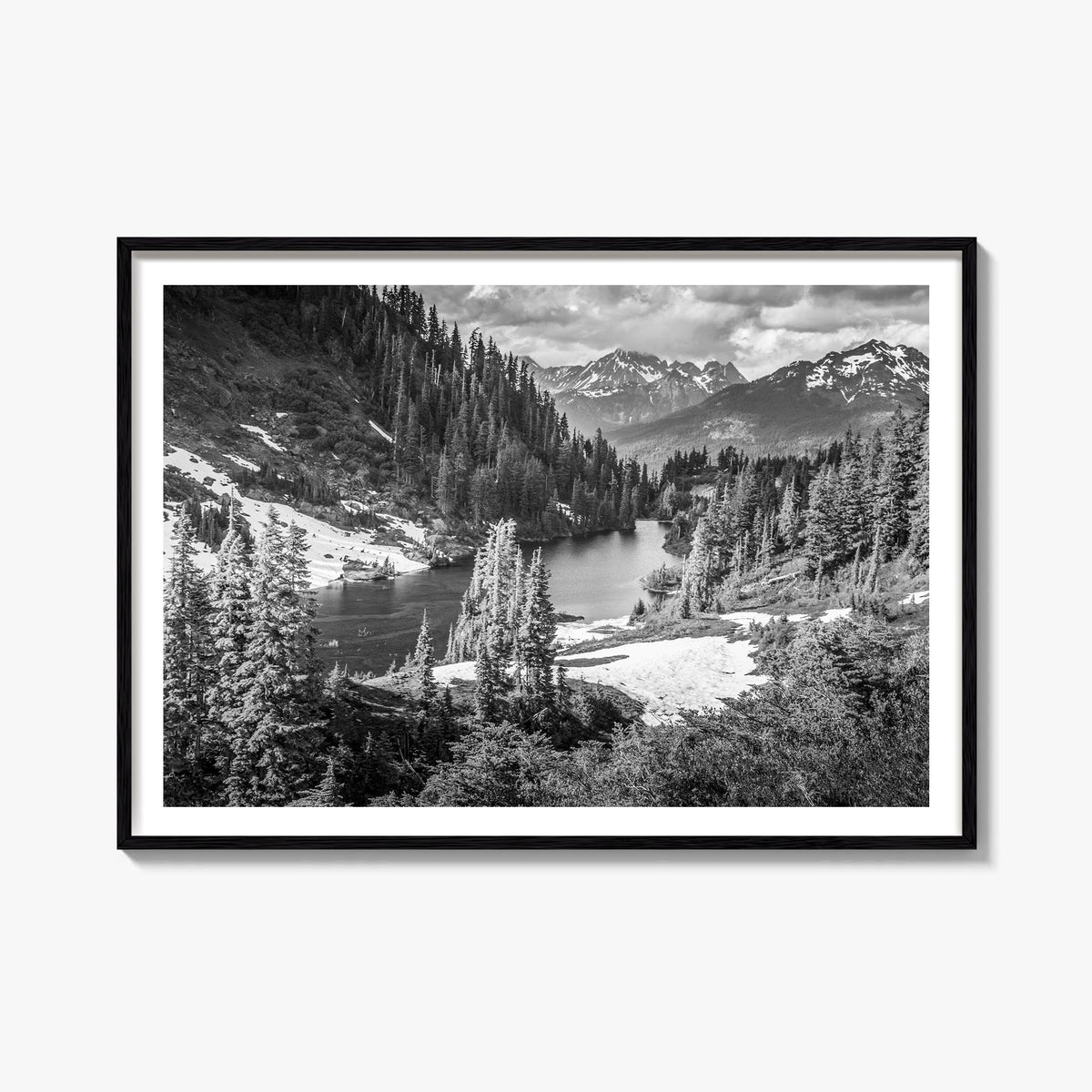 Yosemite National Park no. 1 black & white photo poster of California, USA – horizontal wall art, unframed print shown in int