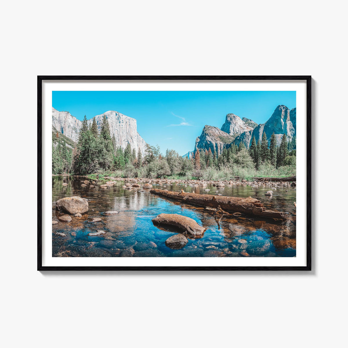 Yosemite National Park no. 2 colorful photo poster of California, USA – horizontal wall art, unframed print shown in interior