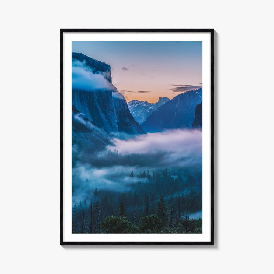 Yosemite National Park no. 2 colorful photo poster of California, USA – vertical wall art, unframed print shown in interior m