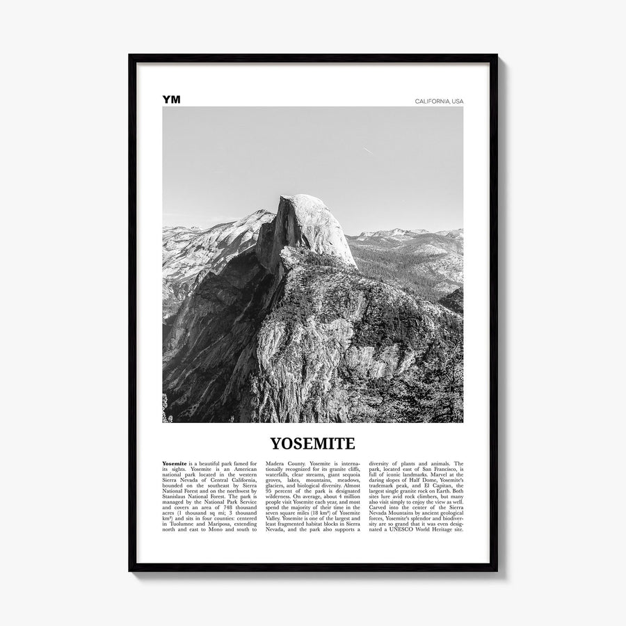 Yosemite National Park Newspaper No 2 Poster, framed poster mockup