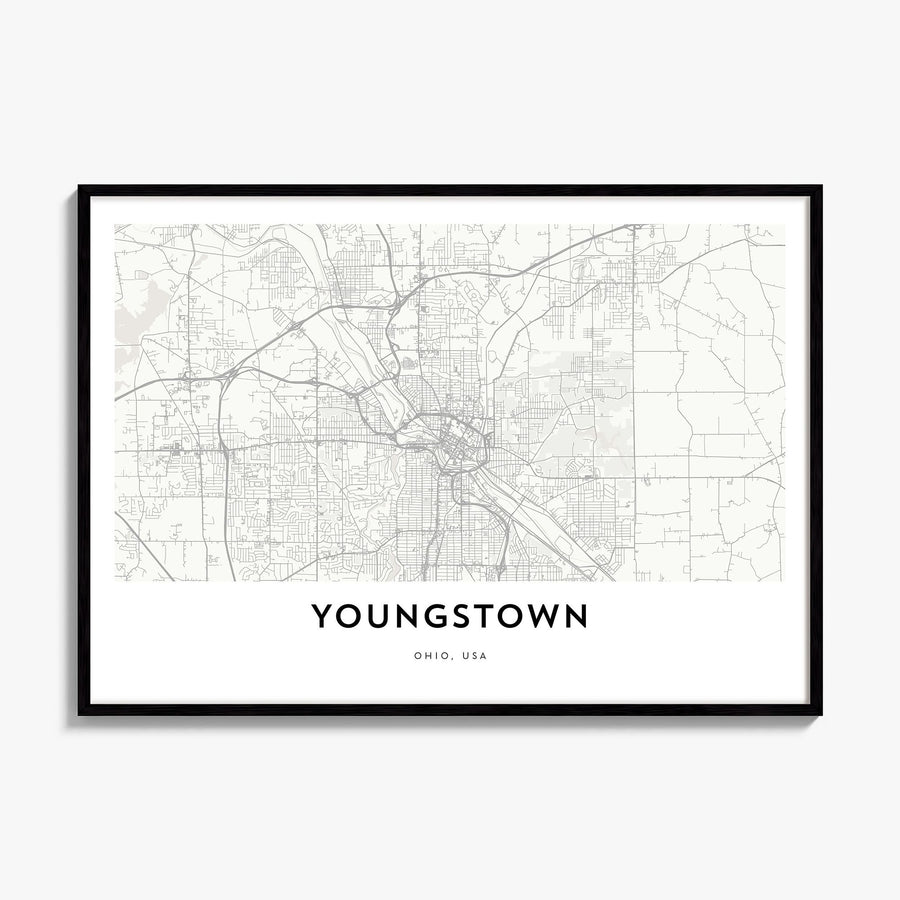 Youngstown Map Poster, framed poster mockup