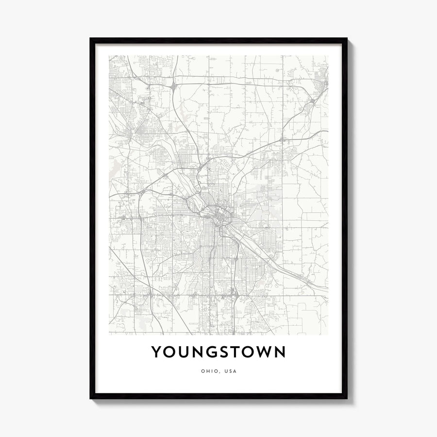 Youngstown Map Poster, framed poster mockup