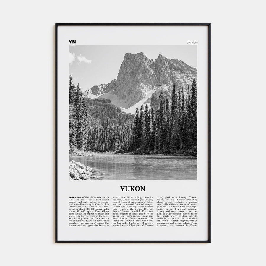 Yukon Poster Black Metal / 8x12 in Nbourhood Travel B&W Poster