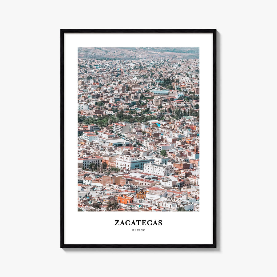Zacatecas colorful classic poster of Mexico – vertical wall art, unframed print shown in interior mockup