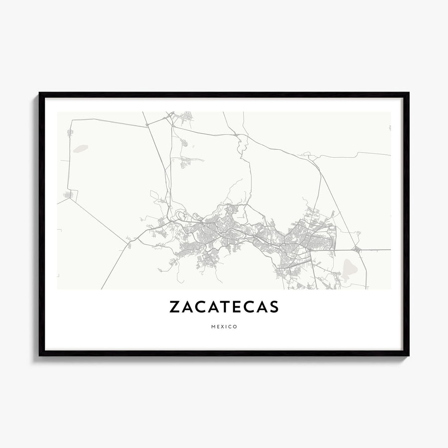 Zacatecas Map Poster, framed poster mockup