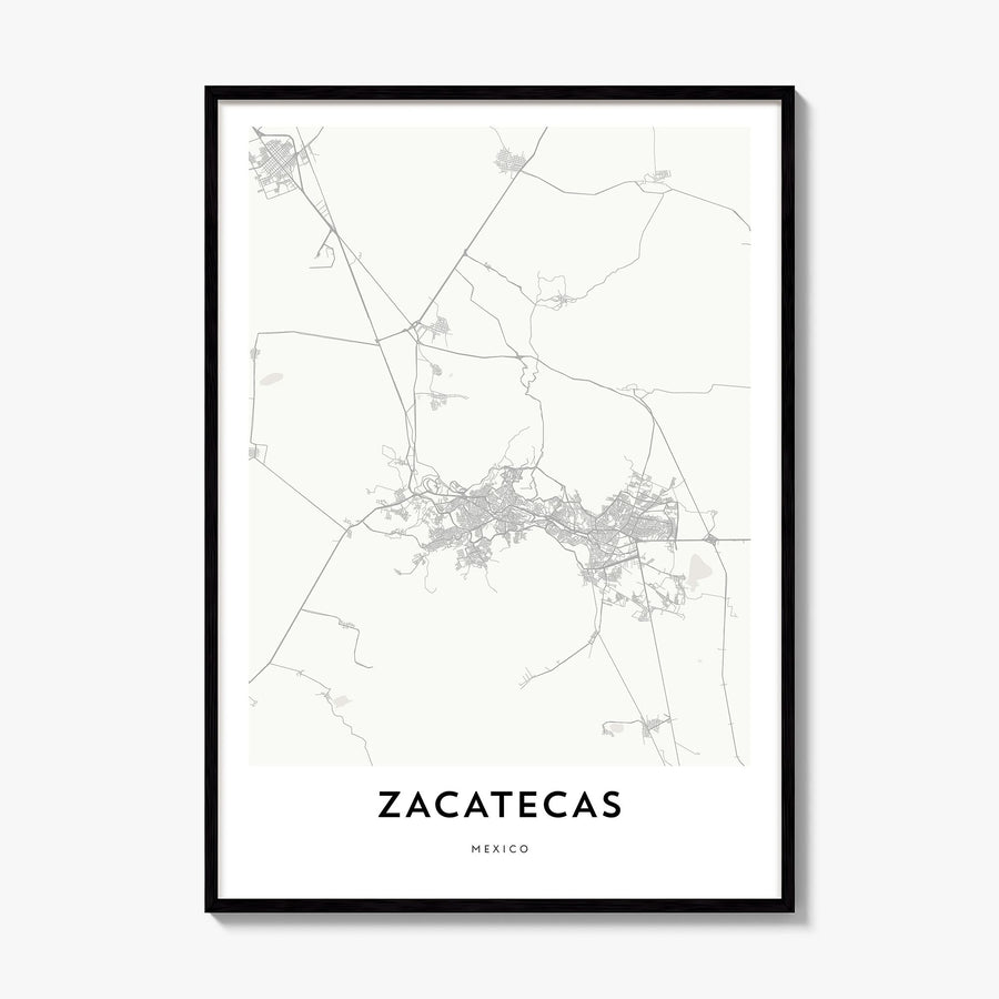 Zacatecas Map Poster, framed poster mockup