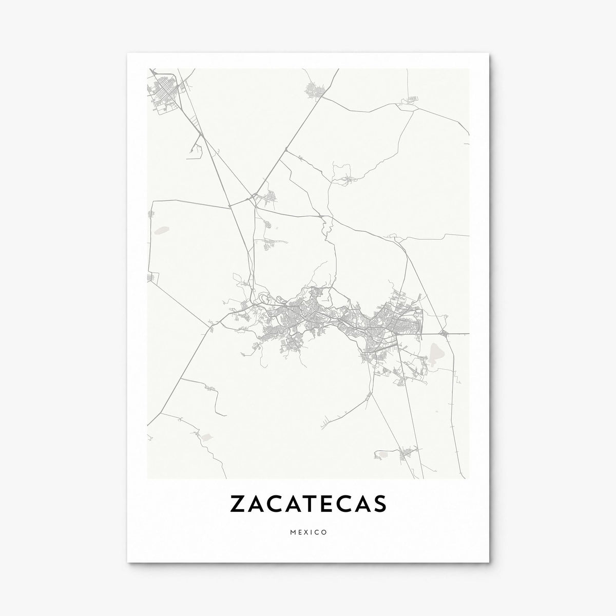 Zacatecas Map Poster, print only (unframed)