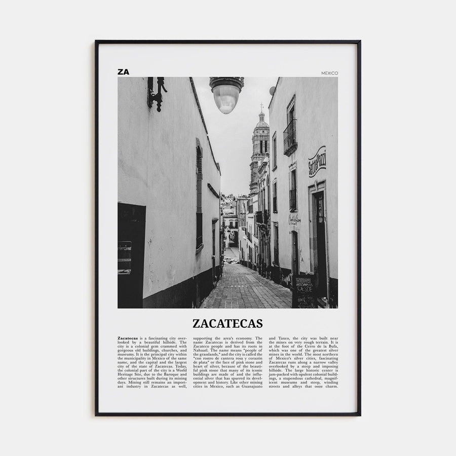 Zacatecas No 1 Poster Black Metal / 8x12 in Nbourhood Travel B&W Poster