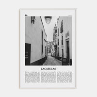 Zacatecas No 1 Poster White Wood / 8x12 in Nbourhood Travel B&W Poster