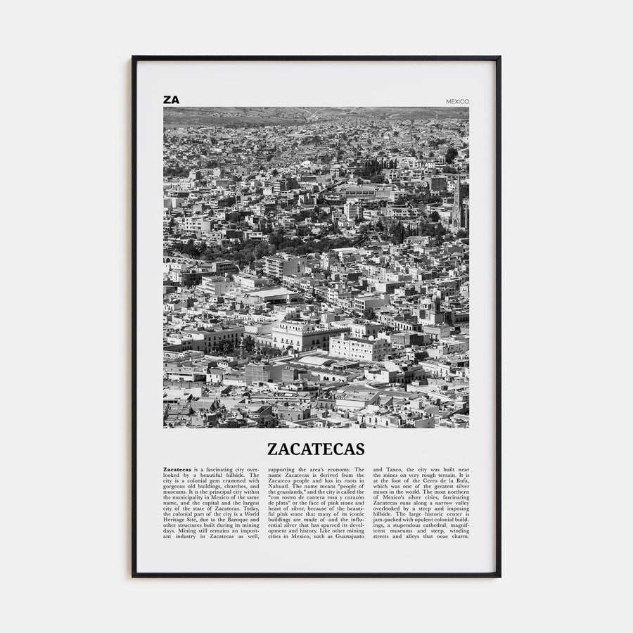 Zacatecas No 2 Poster Black Metal / 8x12 in Nbourhood Travel B&W Poster