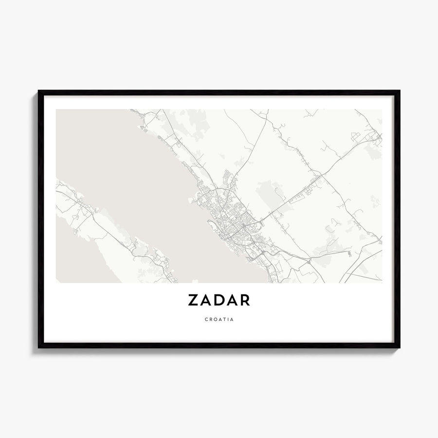 Zadar Map Poster, framed poster mockup