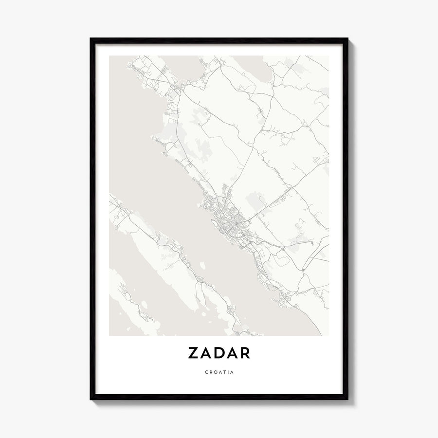 Zadar Map Poster, framed poster mockup