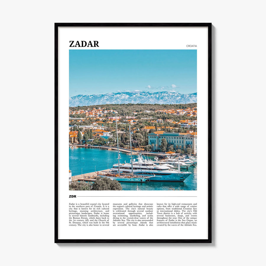 Zadar Travel Poster, framed poster mockup