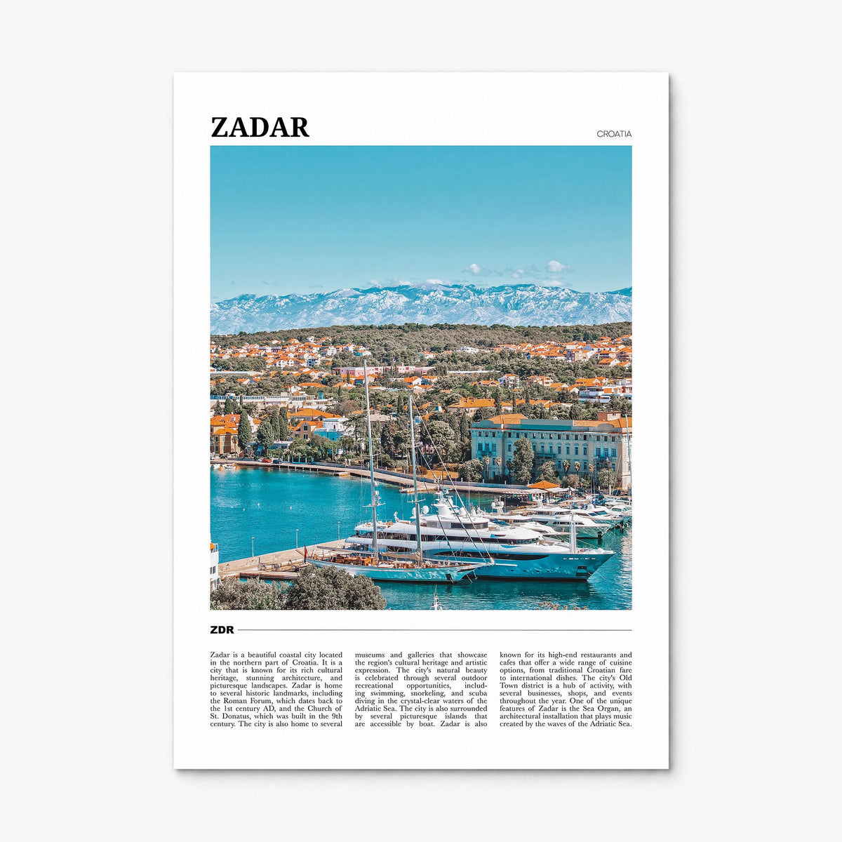 Zadar Travel Poster, print only (unframed)