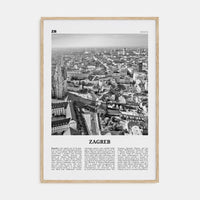 Zagreb Poster Natural Wood / 8x12 in Nbourhood Travel B&W Poster