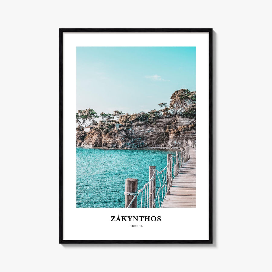 Zákynthos colorful classic poster of Greece – vertical wall art, unframed print shown in interior mockup