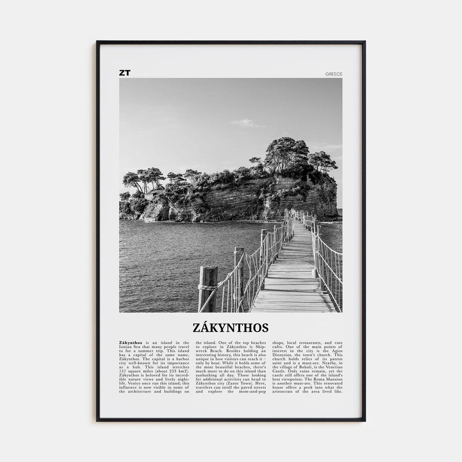 Zákynthos Poster Black Metal / 8x12 in Nbourhood Travel B&W Poster