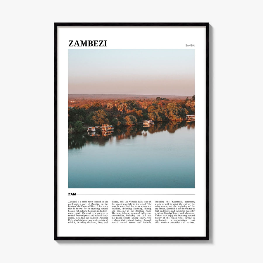 Zambezi Travel Poster, framed poster mockup