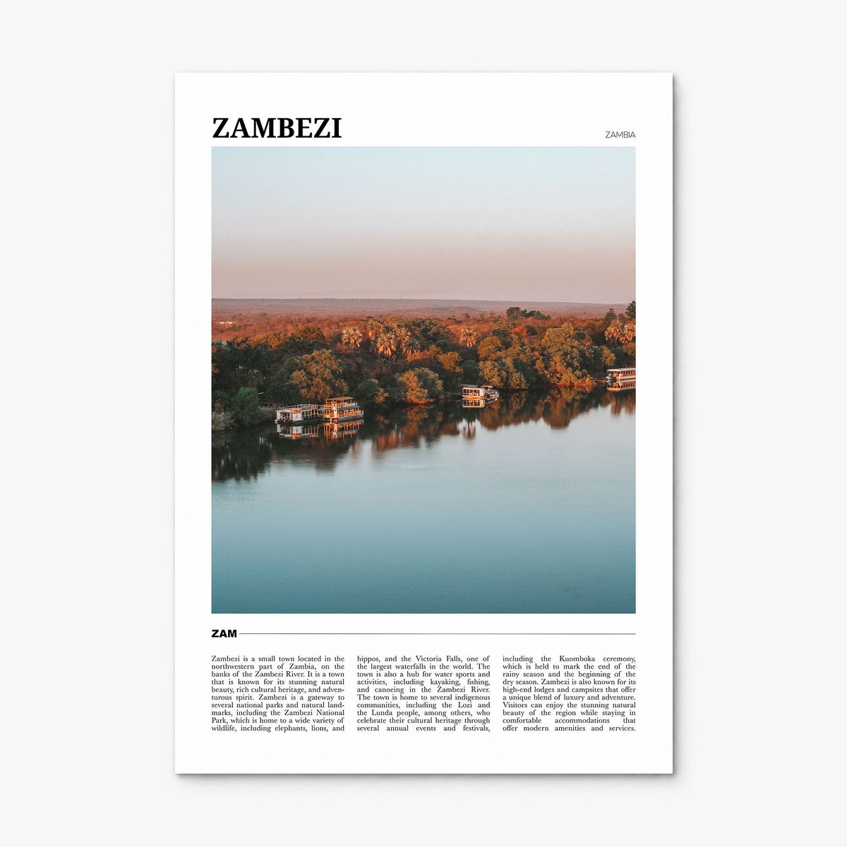 Zambezi Travel Poster, print only (unframed)