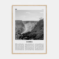 Zambia Poster Natural Wood / 8x12 in Nbourhood Travel B&W Poster