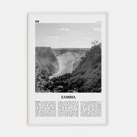 Zambia Poster White Wood / 8x12 in Nbourhood Travel B&W Poster