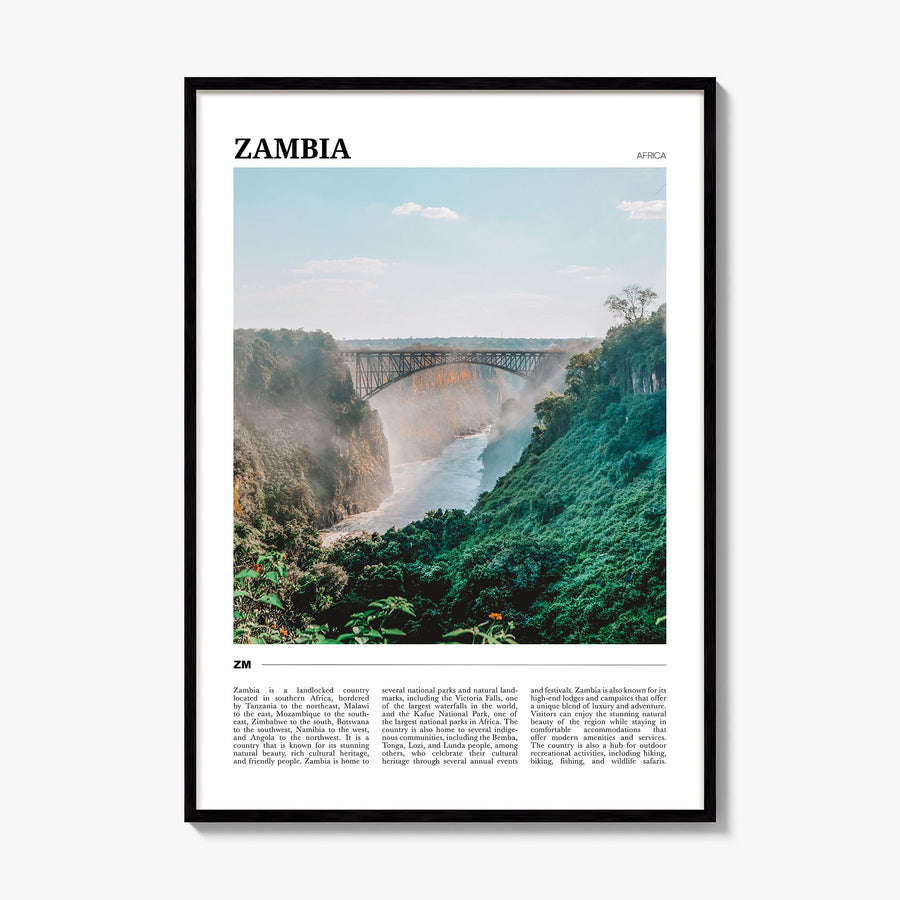 Zambia Travel Poster, framed poster mockup