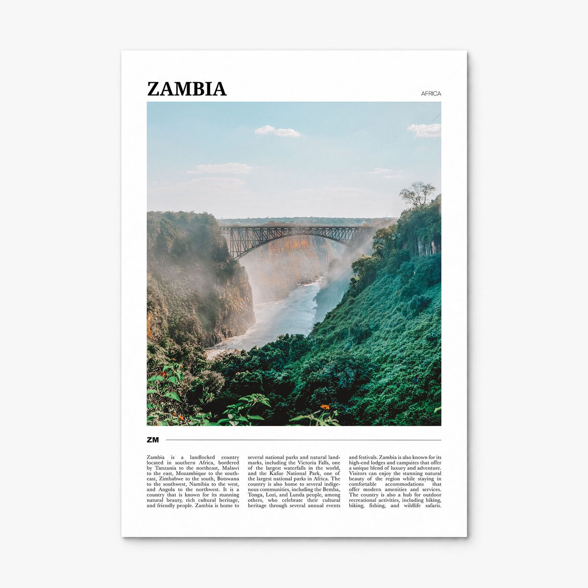 Zambia Travel Poster, print only (unframed)