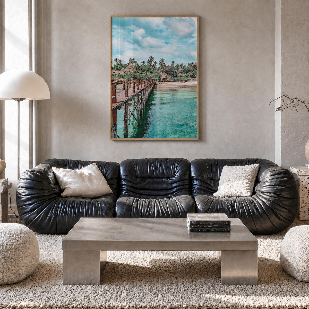 Zanzibar colorful photo poster of Tanzania – vertical wall art in natural wood frame, hanging on wall