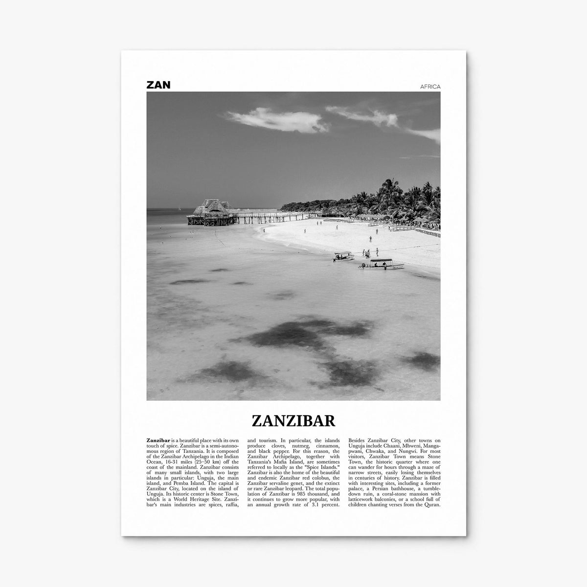 Zanzibar Newspaper Poster, print only (unframed)