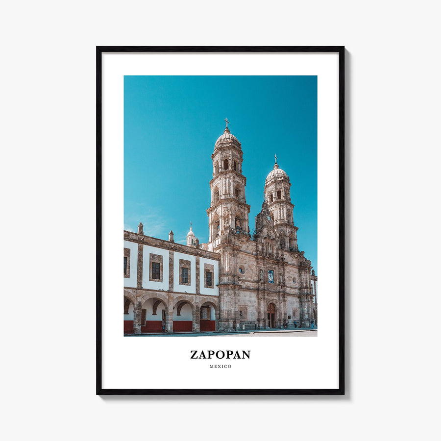 Zapopan colorful classic poster of Mexico – vertical wall art, unframed print shown in interior mockup