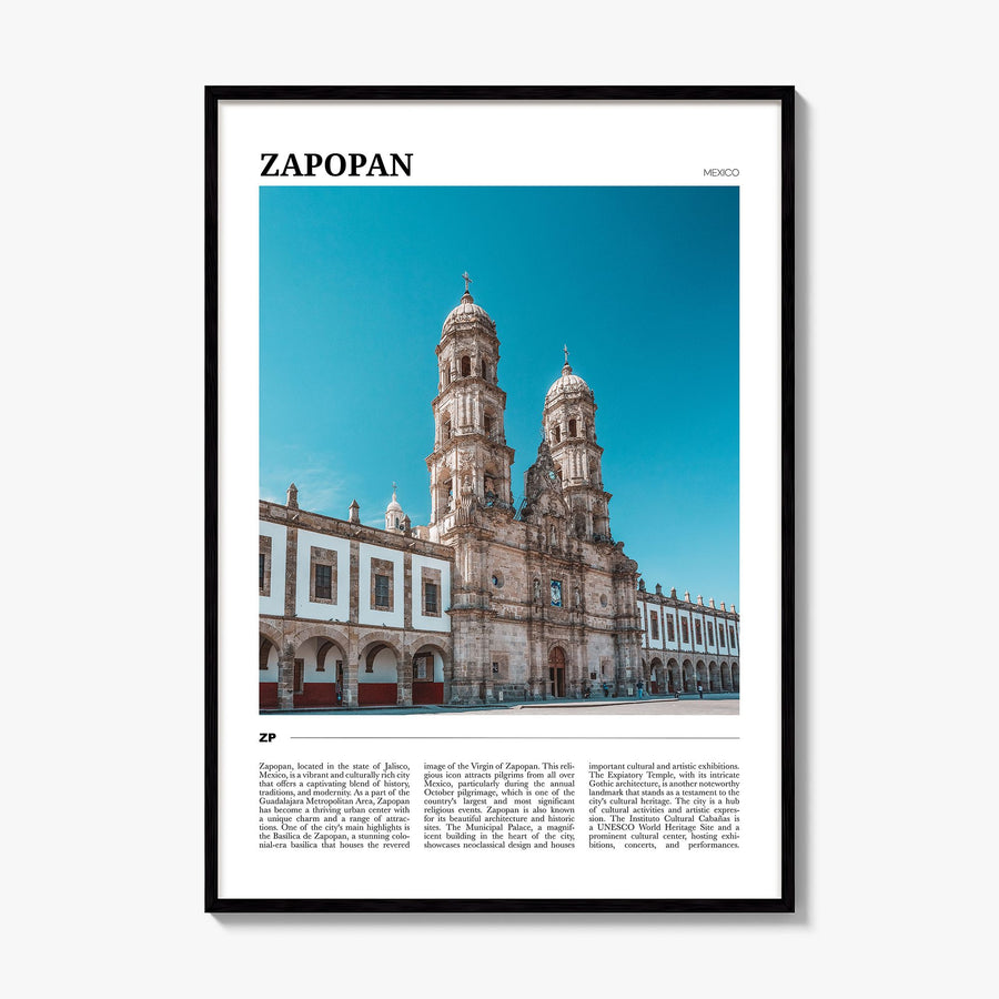 Zapopan Travel Poster, framed poster mockup