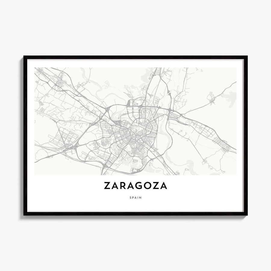 Zaragoza Map Poster, framed poster mockup