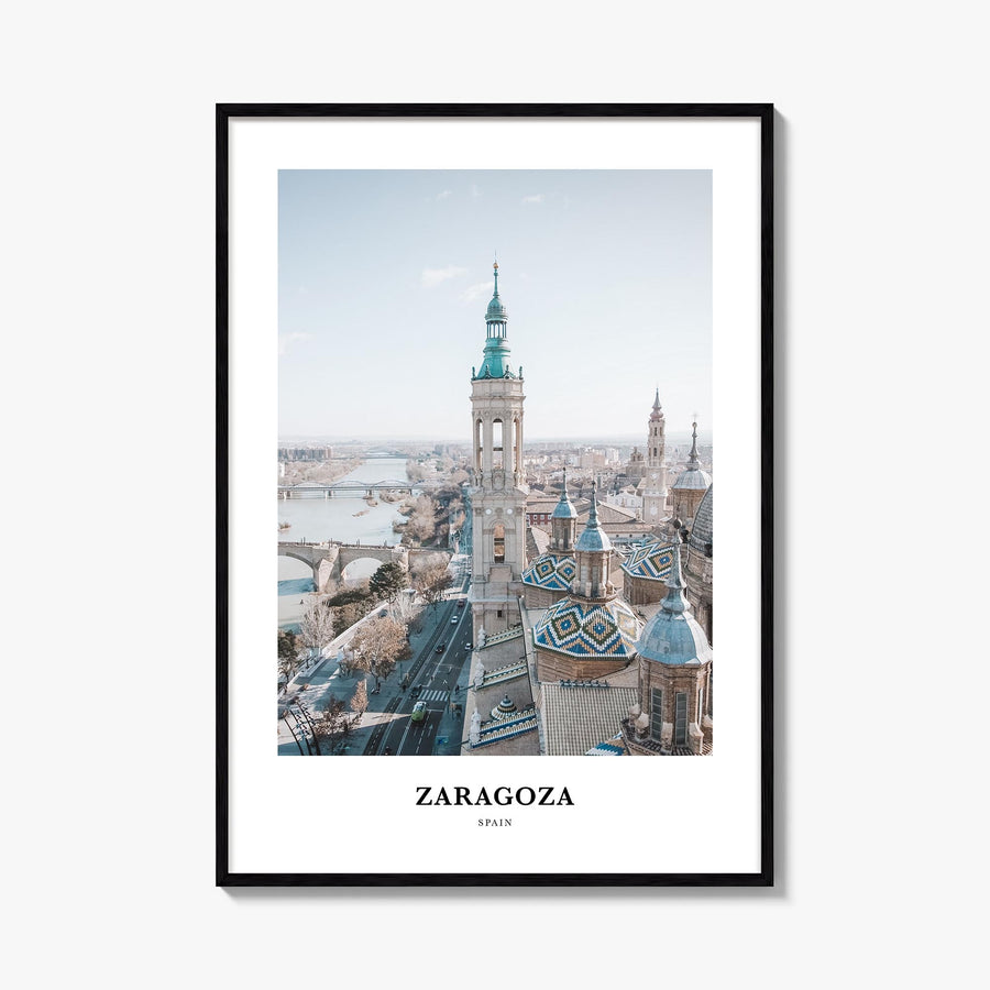 Zaragoza no. 1 colorful classic poster of Spain – vertical wall art, unframed print shown in interior mockup