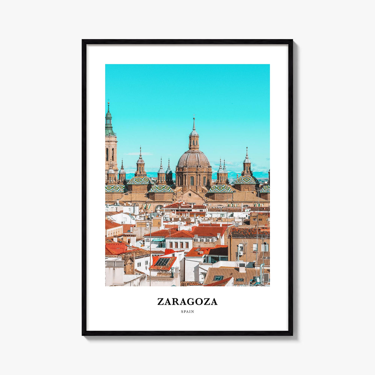 Zaragoza no. 2 colorful classic poster of Spain – vertical wall art, unframed print shown in interior mockup