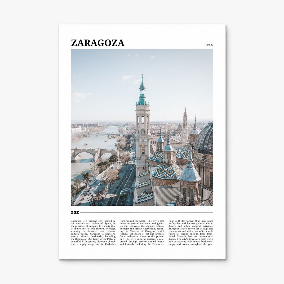Zaragoza Travel No 1 Poster, print only (unframed)