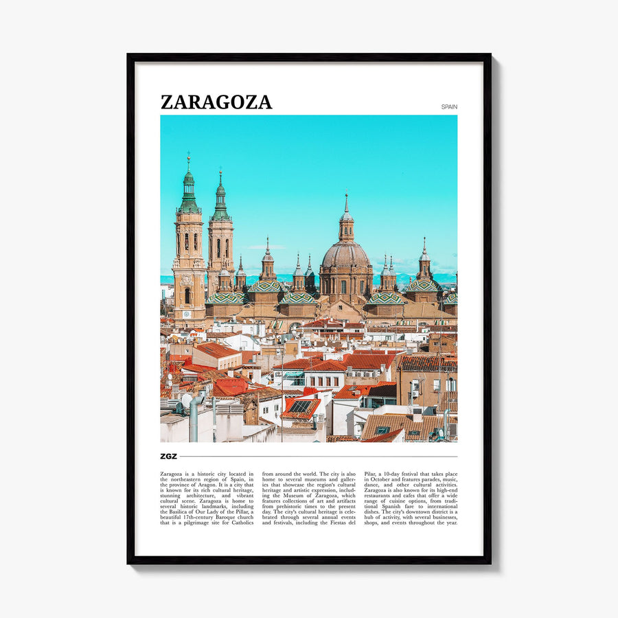 Zaragoza Travel No 2 Poster, framed poster mockup