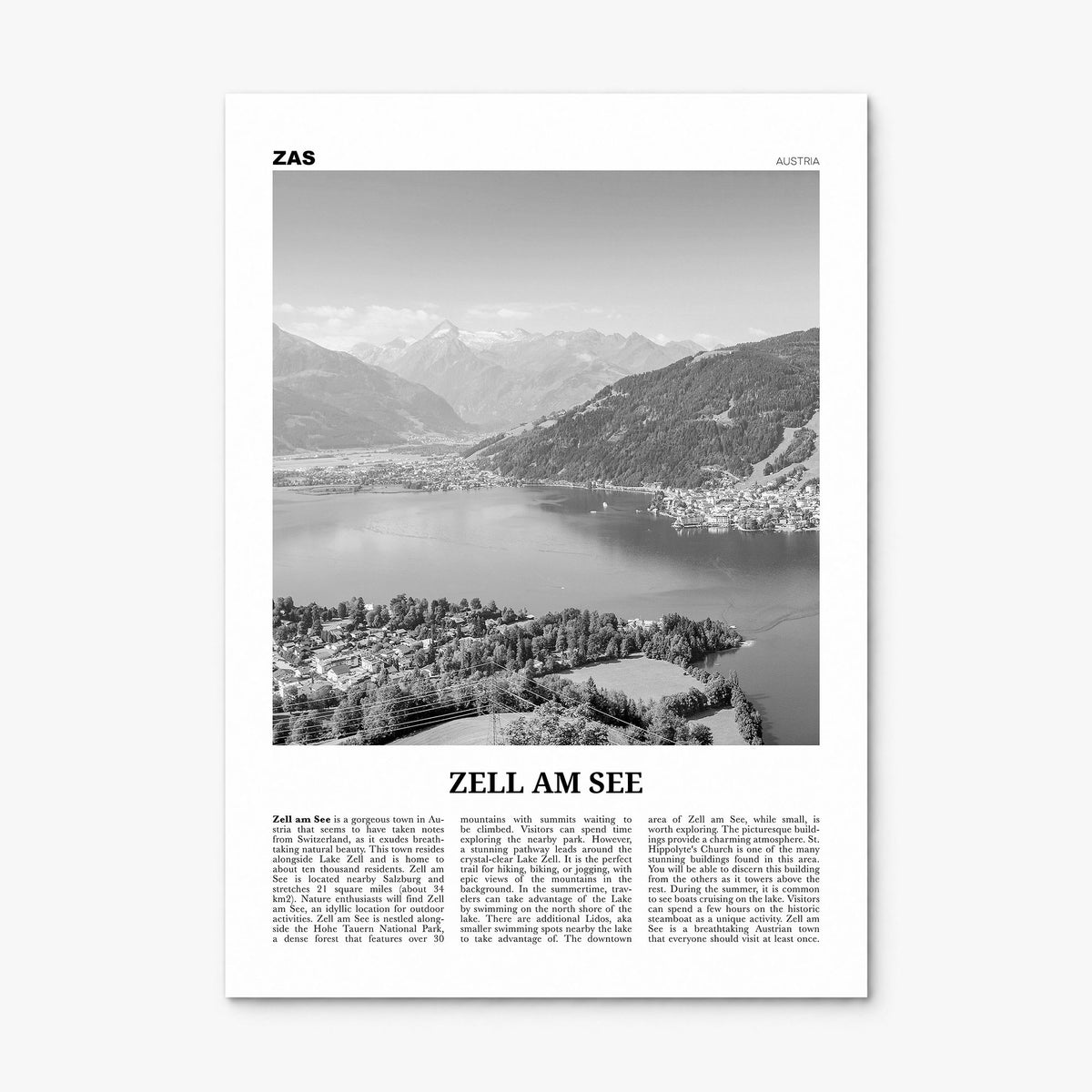Zell am See Newspaper Poster, print only (unframed)
