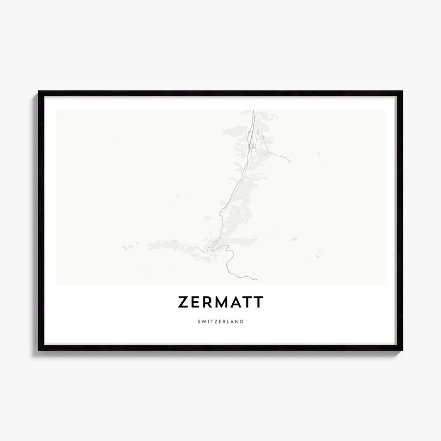 Zermatt Map Poster, framed poster mockup