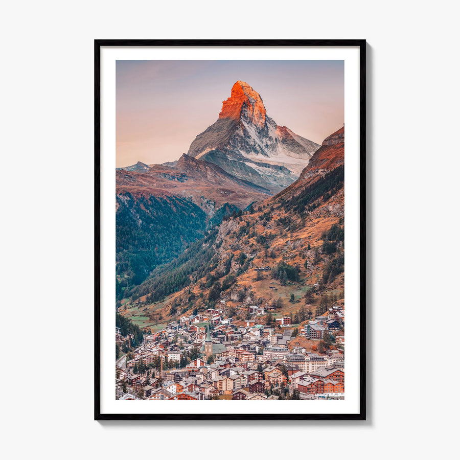 Zermatt Photo Poster, framed poster mockup, white border