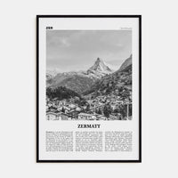 Zermatt Poster Black Wood / 8x12 in Nbourhood Travel B&W Poster