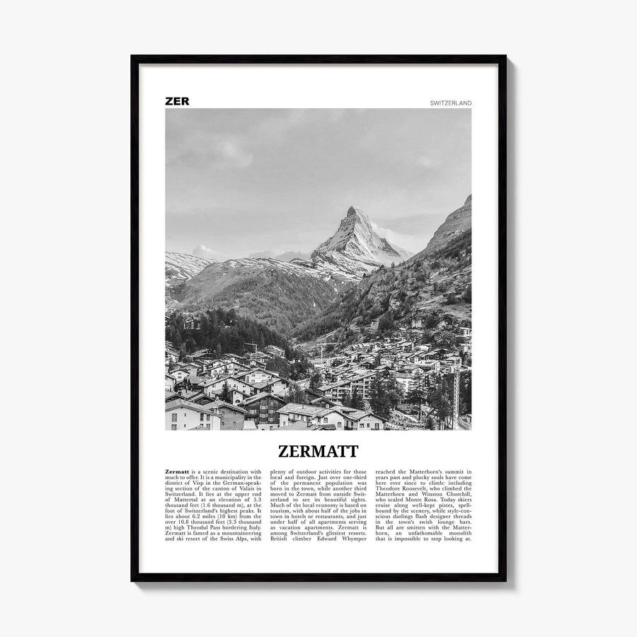 Zermatt Newspaper Poster, framed poster mockup